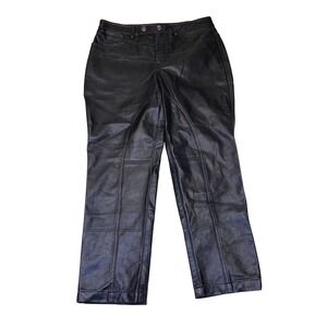 We The Free Free People Black Faux Leather Paneled Moto Pants Cropped Size 6